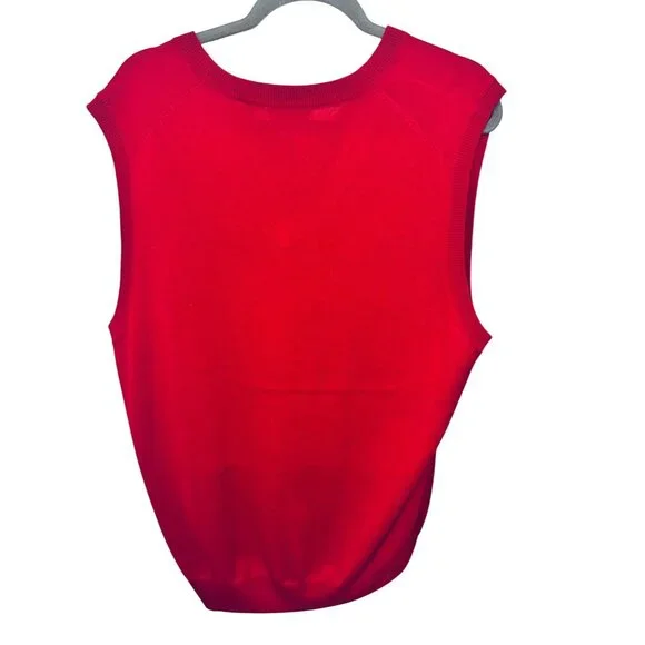 NWT Merino Wool Lightweight Alan Flusser Red VNeck Sweater Vest XL Preppy Office - Picture 3 of 9